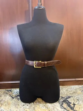 1-1/2" Nicotine Ostrich Print Belt w/ Buckle