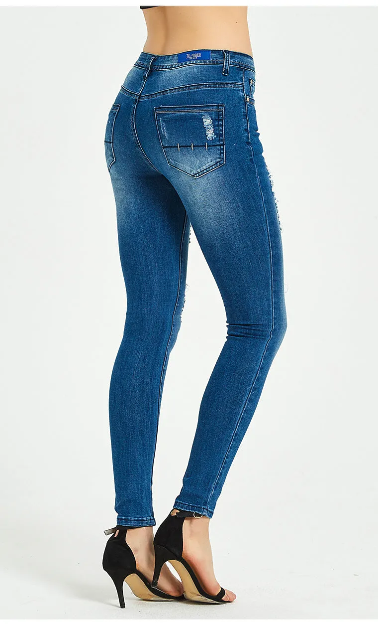 3D Embroidered High Waist Jeans