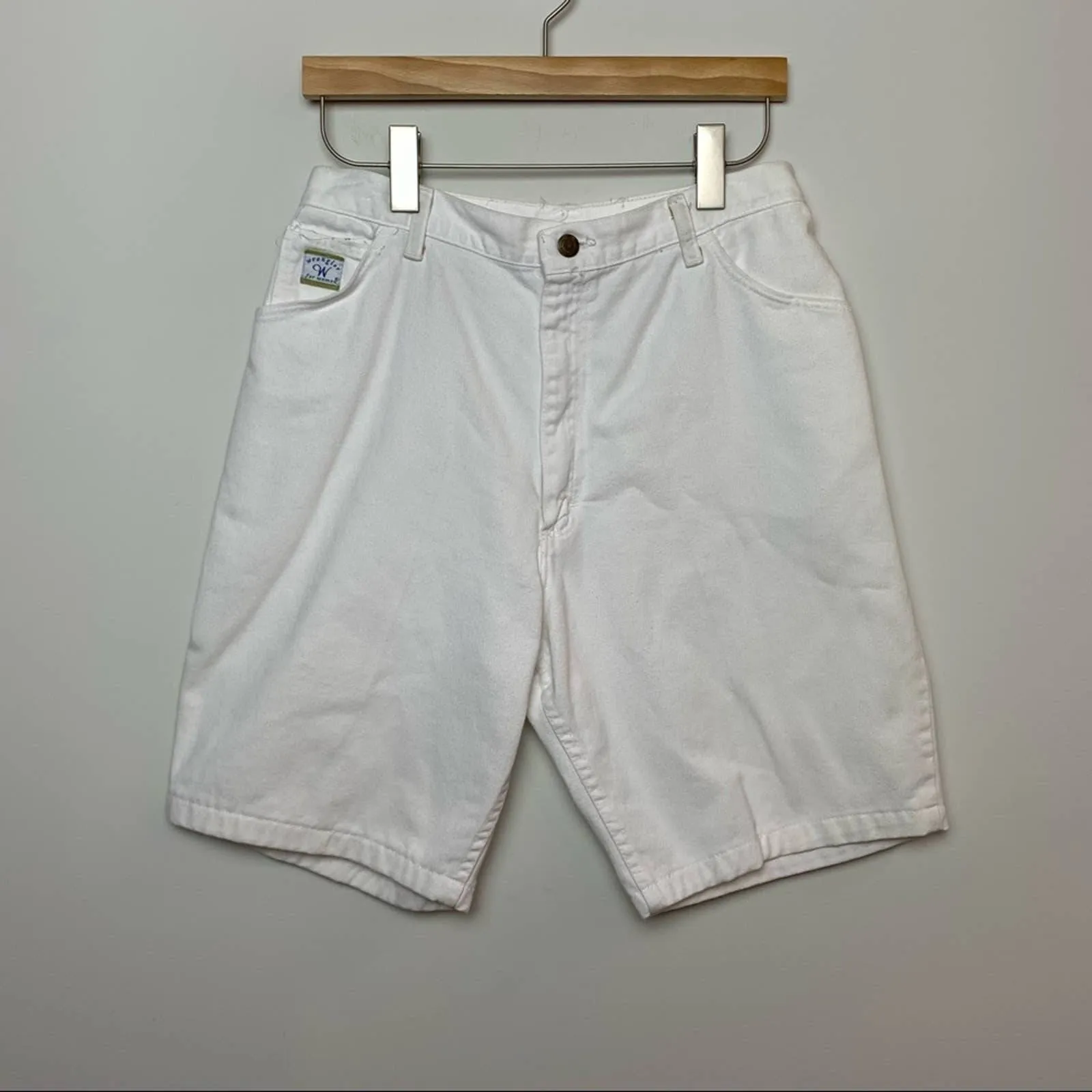 90s Wrangler High Rise White Jean Shorts 29 Inch Waist