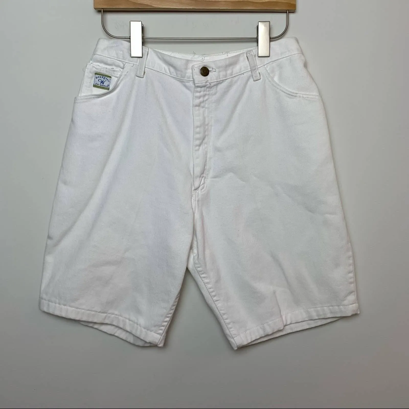 90s Wrangler High Rise White Jean Shorts 29 Inch Waist