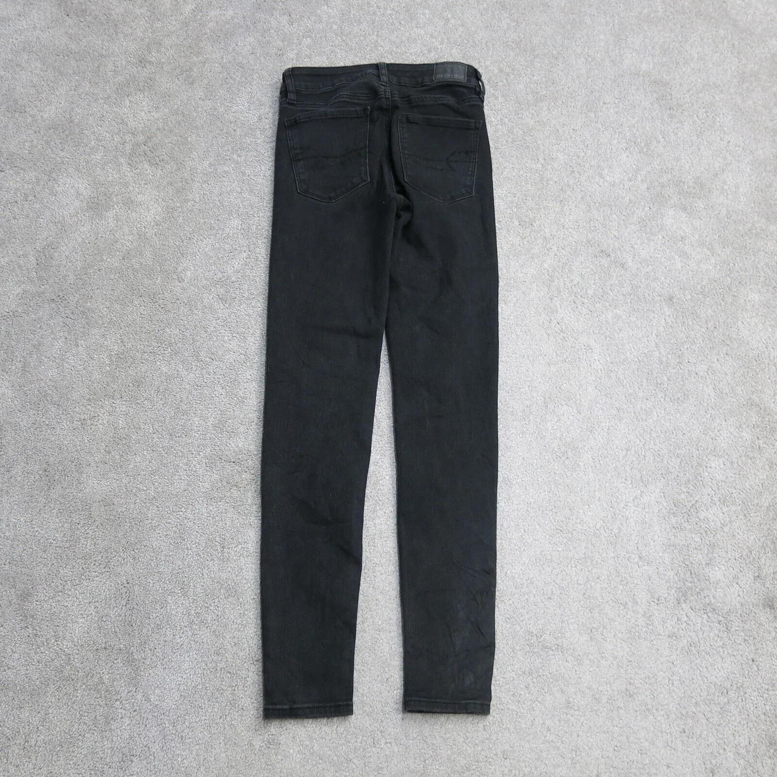American Eagle Jeans Womens 2 Black Skinny Leg Slim Fit Mid Rise Pockets Outdoor
