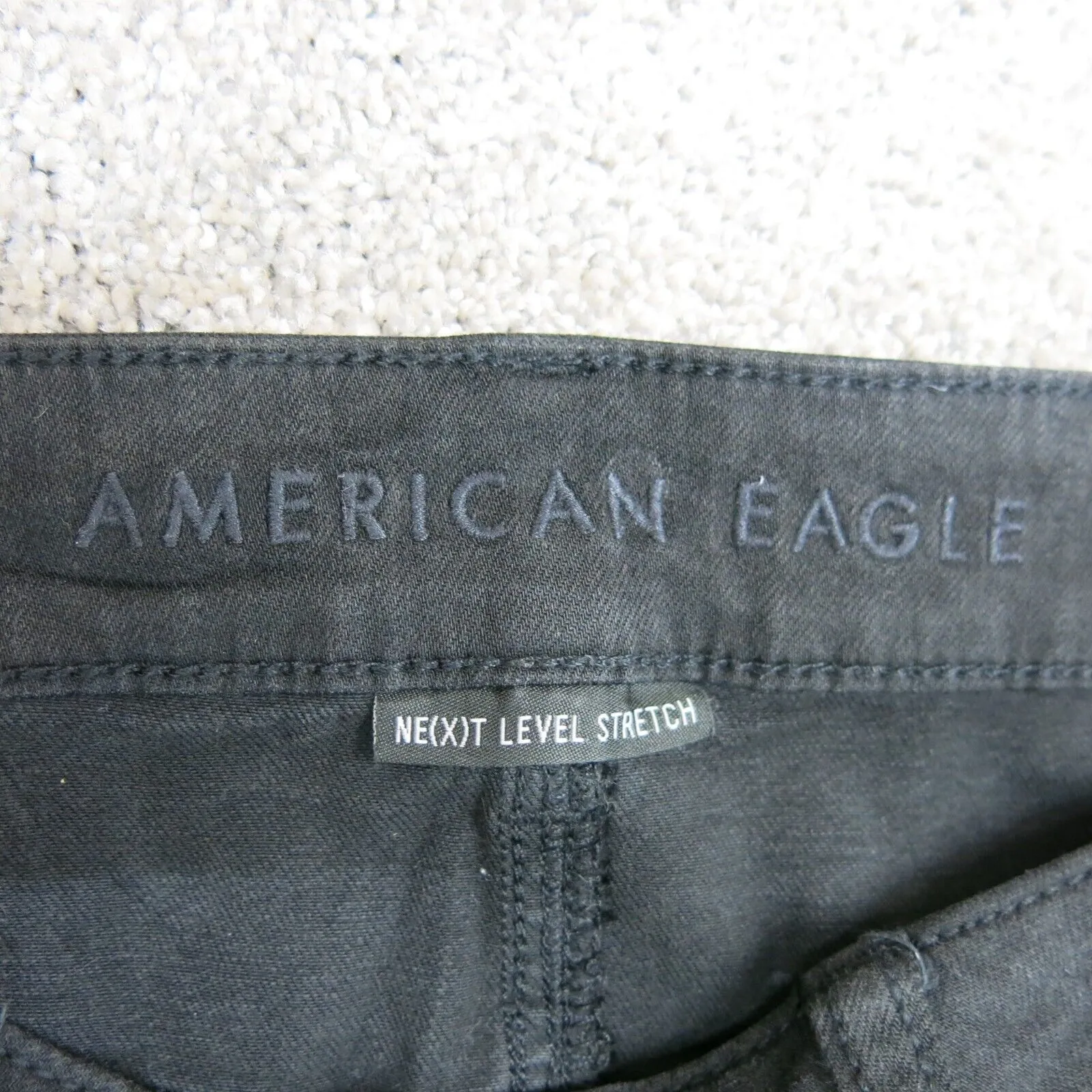 American Eagle Women Distressed Skinny Jeans Next Level Stretch Black SZ 10 Reg