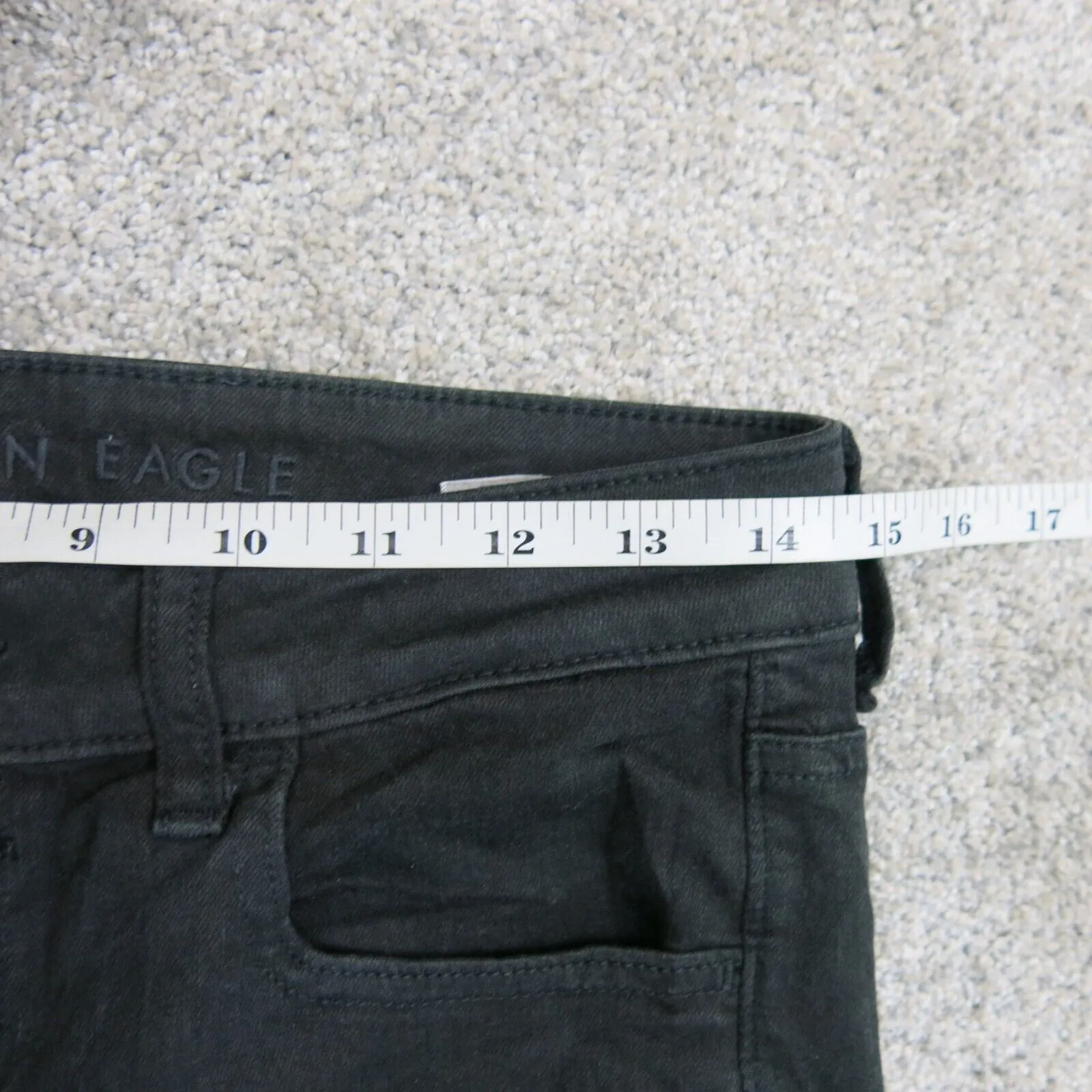 American Eagle Women Distressed Skinny Jeans Next Level Stretch Black SZ 10 Reg
