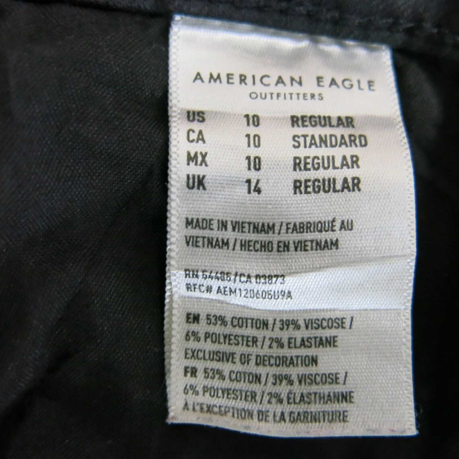 American Eagle Women Distressed Skinny Jeans Next Level Stretch Black SZ 10 Reg