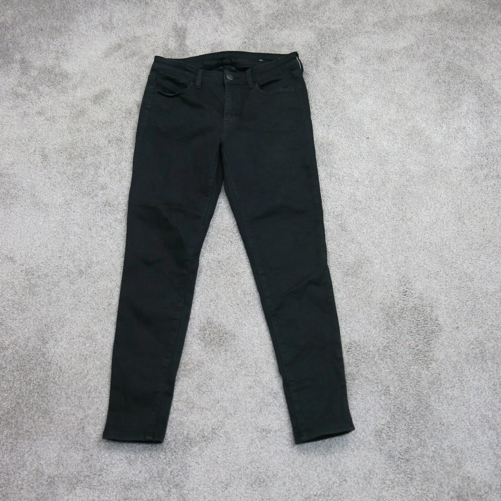American Eagle  Women Skinny Leg Jeans Denim Slim Fit Five Pockets Black Size 10
