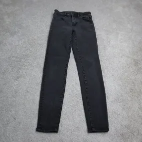 American Eagle Womens Jeans Skinny Leg Stretch Mid Rise Flat Front Black Size 2