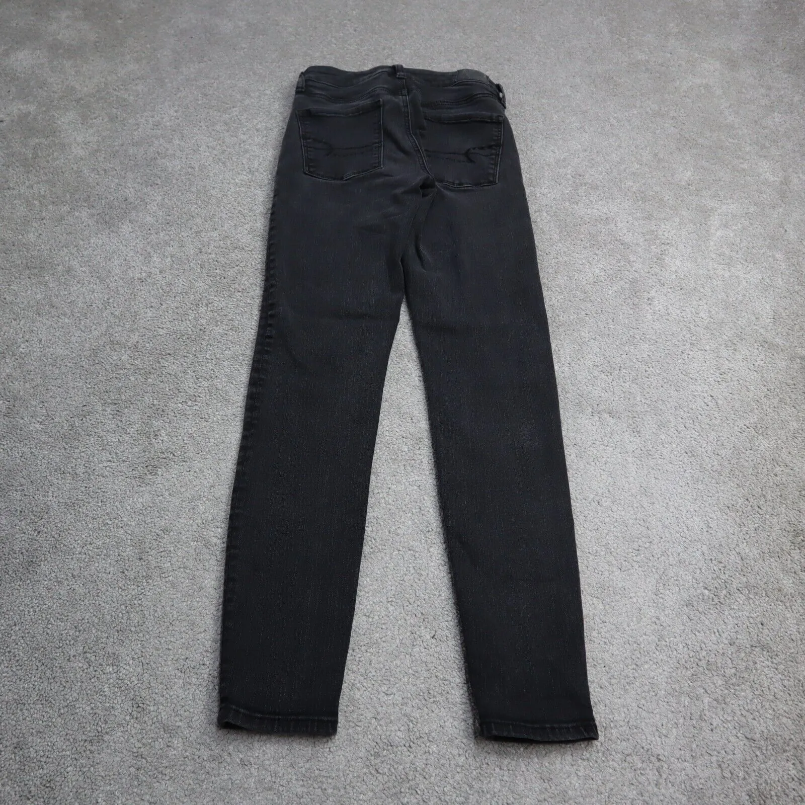 American Eagle Womens Jeans Skinny Leg Stretch Mid Rise Flat Front Black Size 2