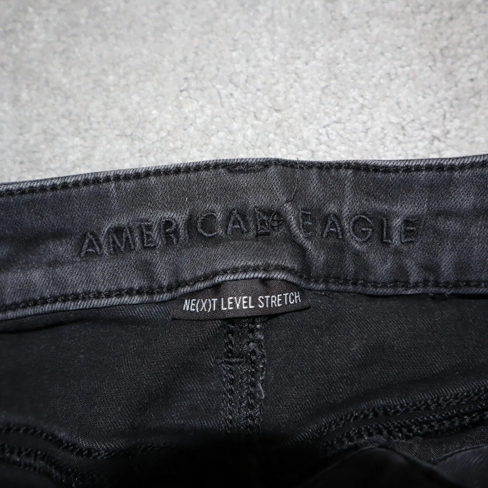 American Eagle Womens Jeans Skinny Leg Stretch Mid Rise Flat Front Black Size 2