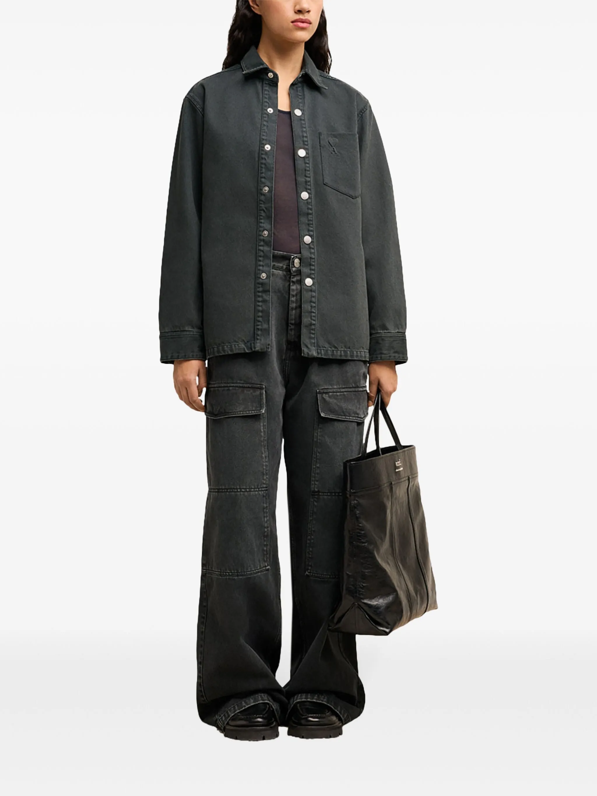 Ami de Coeur logo-print button-up shirt jacket