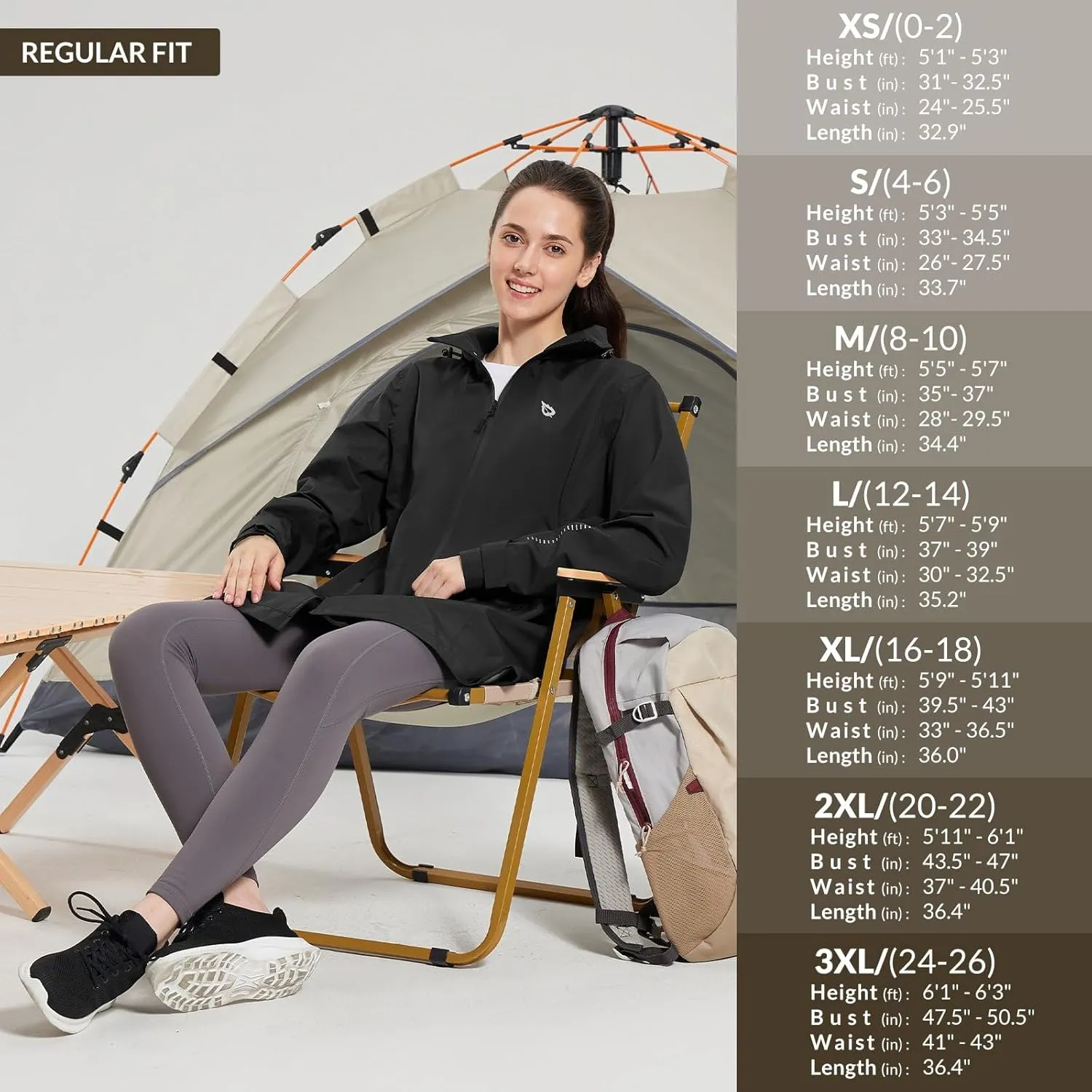 baleaf Women's Long Rain Coat Packable Waterproof Windbreaker Lightweight Cycling Jacket with Hood