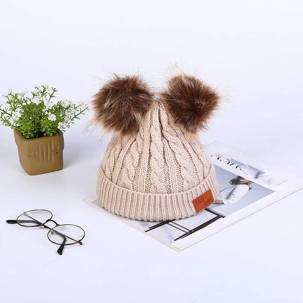 Beanie Hats for Women Winter Hats Womens Knitted Slouchy Beanies Cuffed Skull Cap Warm Hat with Faux Fur Pom