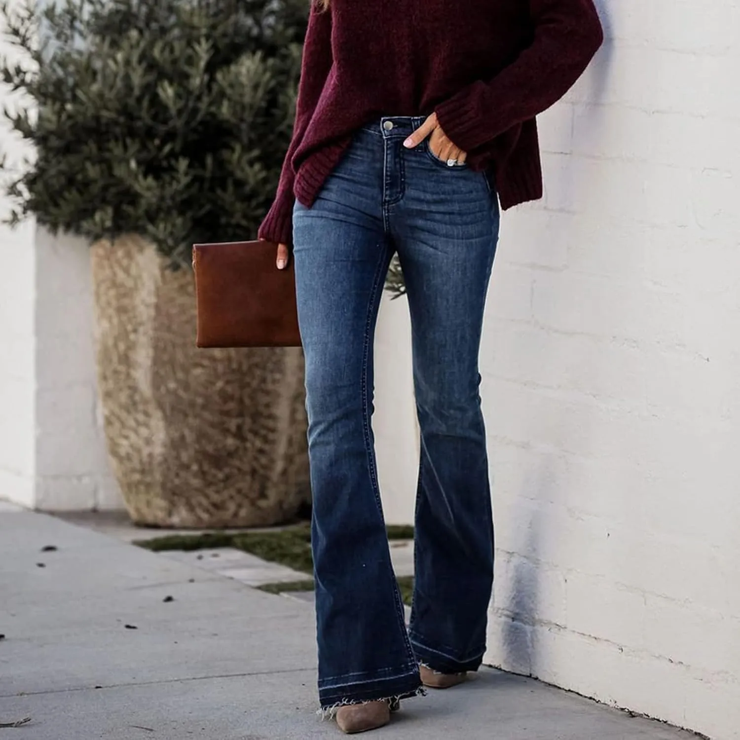 Bell Bottom Jeans for Women High Waisted Slim Stretch Boot Cut Denim Pants
