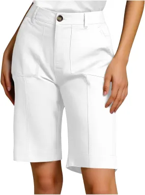 Bermuda Shorts for Women Summer Fashion High Waisted Chino Shorts Straight Leg Casual Vacation Outfits