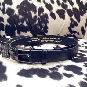 Black Tooled Mens Belt