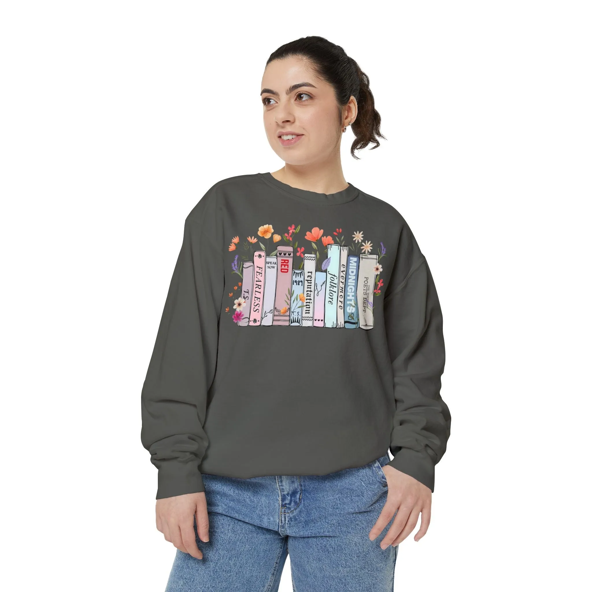 Books as Albums Sweatshirt by Spicy Merchworm Merch; Bookish Merch Gift ideas for Book Lovers and Book Club Gifts