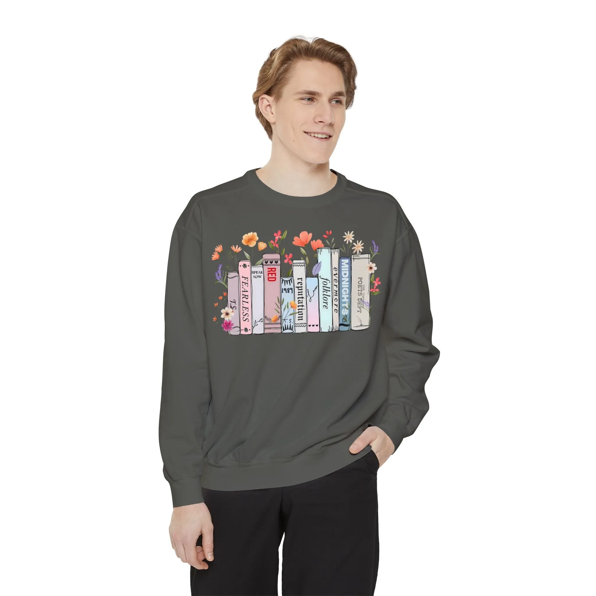 Books as Albums Sweatshirt by Spicy Merchworm Merch; Bookish Merch Gift ideas for Book Lovers and Book Club Gifts