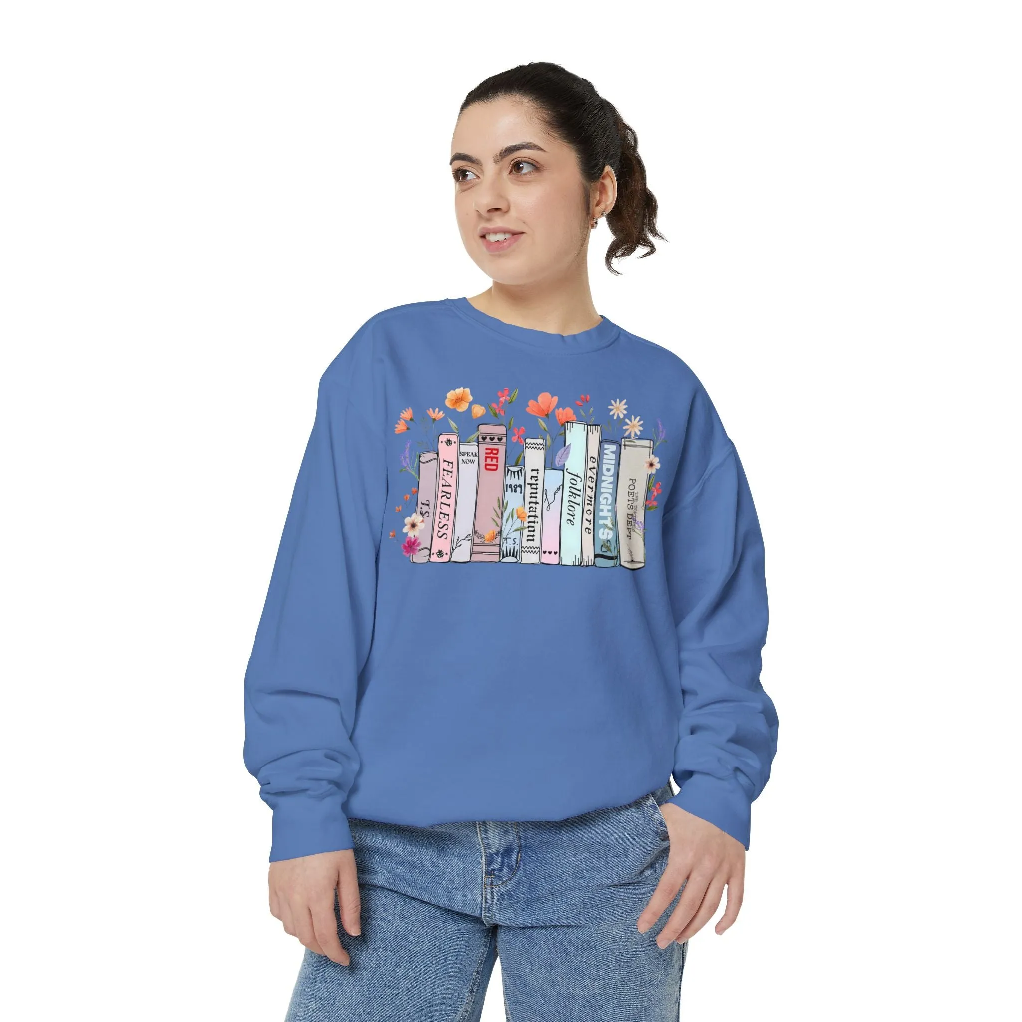 Books as Albums Sweatshirt by Spicy Merchworm Merch; Bookish Merch Gift ideas for Book Lovers and Book Club Gifts
