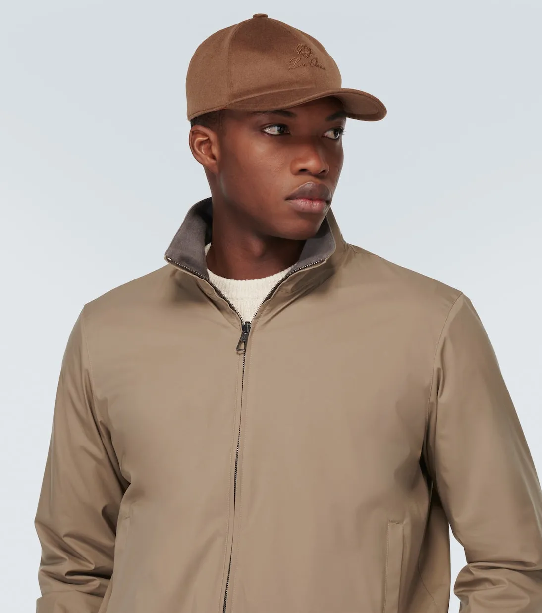 Cashmere hat with Loro Piana logo, brown