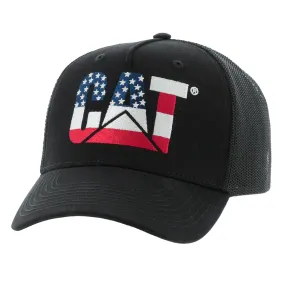 CAT American Flag Logo Trucker Hat