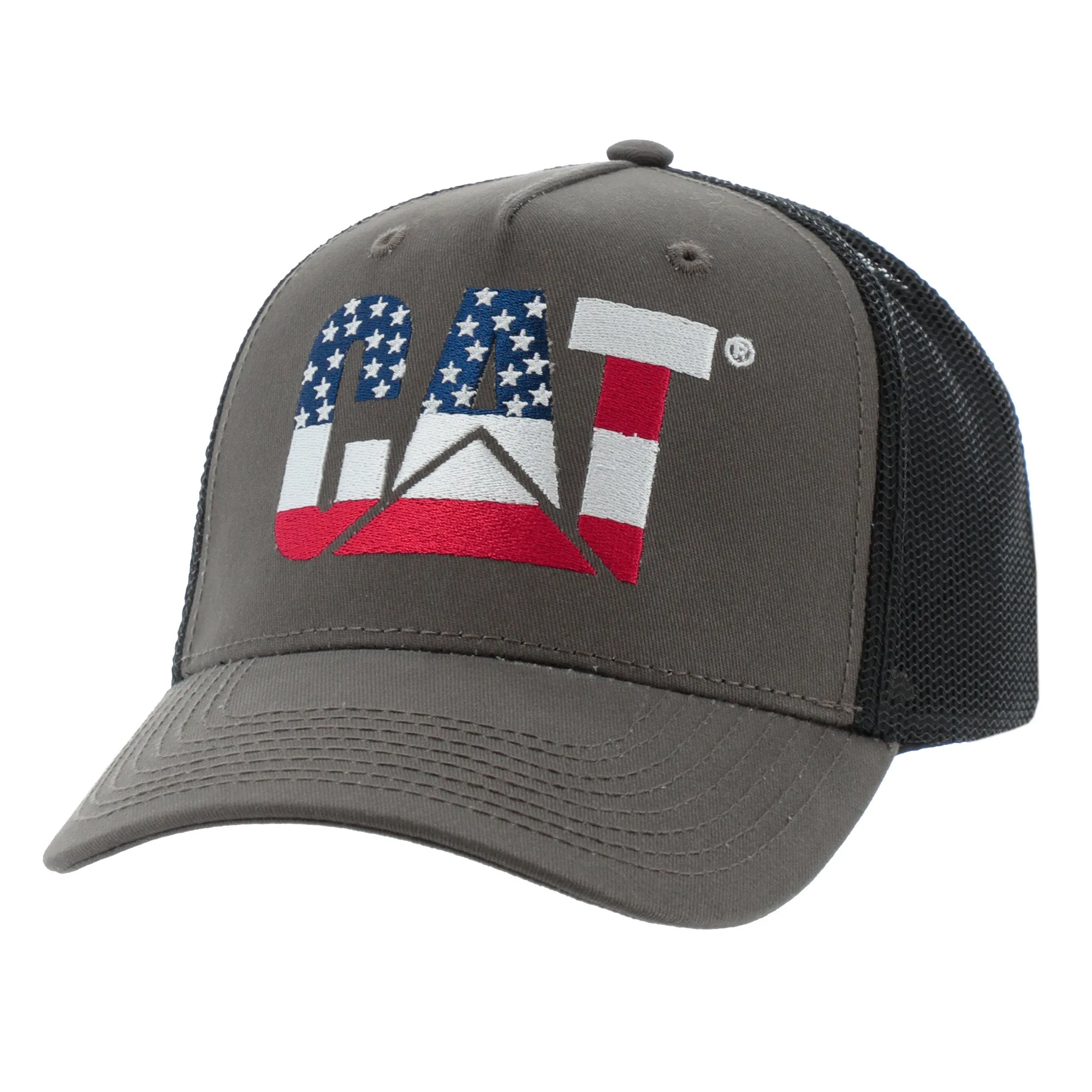 CAT American Flag Logo Trucker Hat