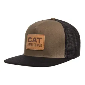 CAT Men's Leather Diesel Power Flat Bill Hat