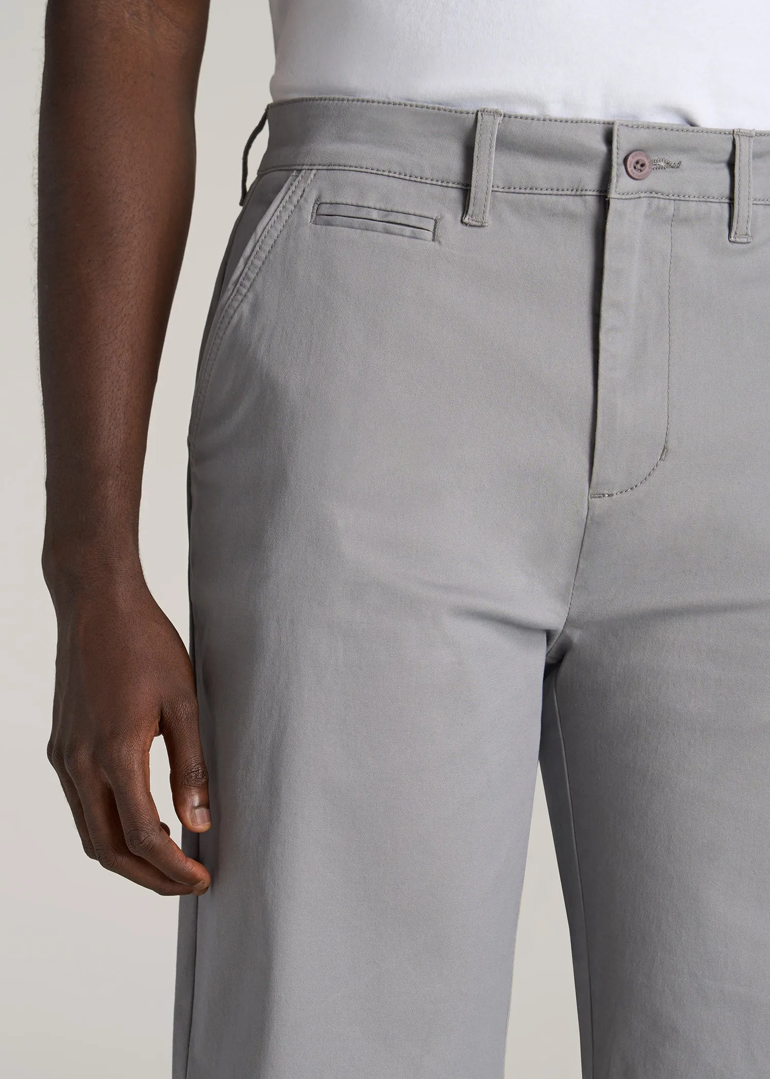Chino Shorts for Tall Men in Pebble Grey