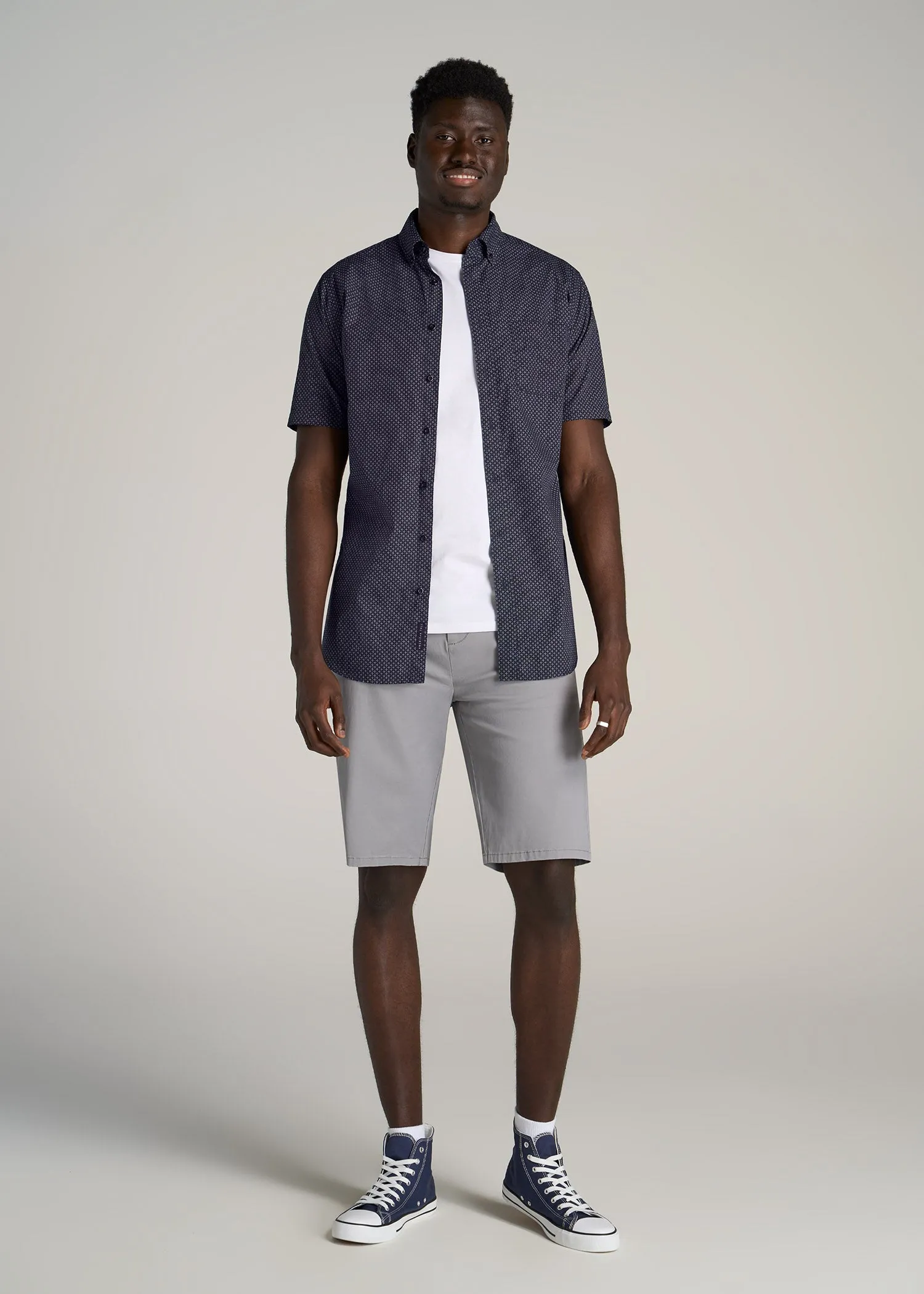 Chino Shorts for Tall Men in Pebble Grey