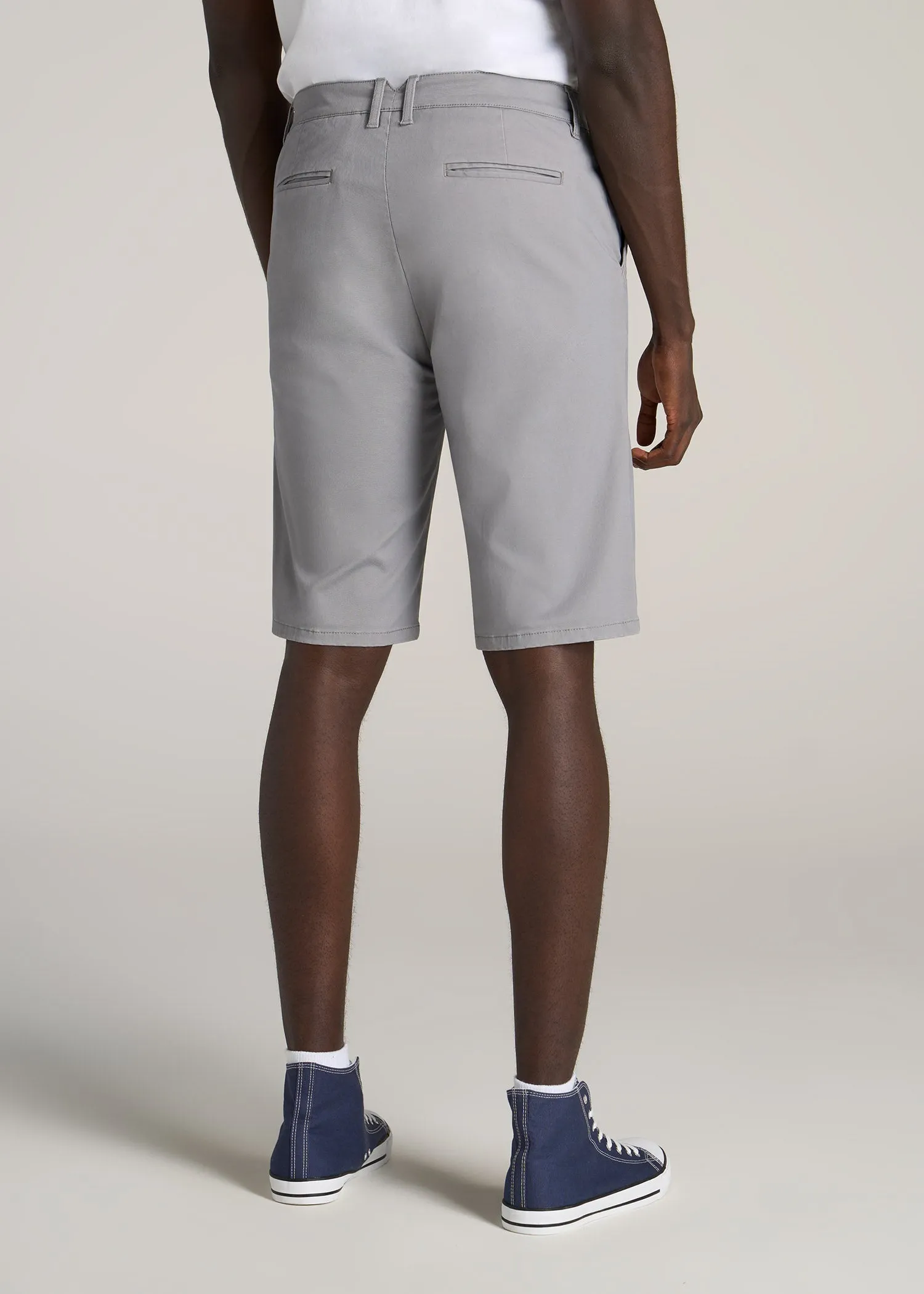 Chino Shorts for Tall Men in Pebble Grey
