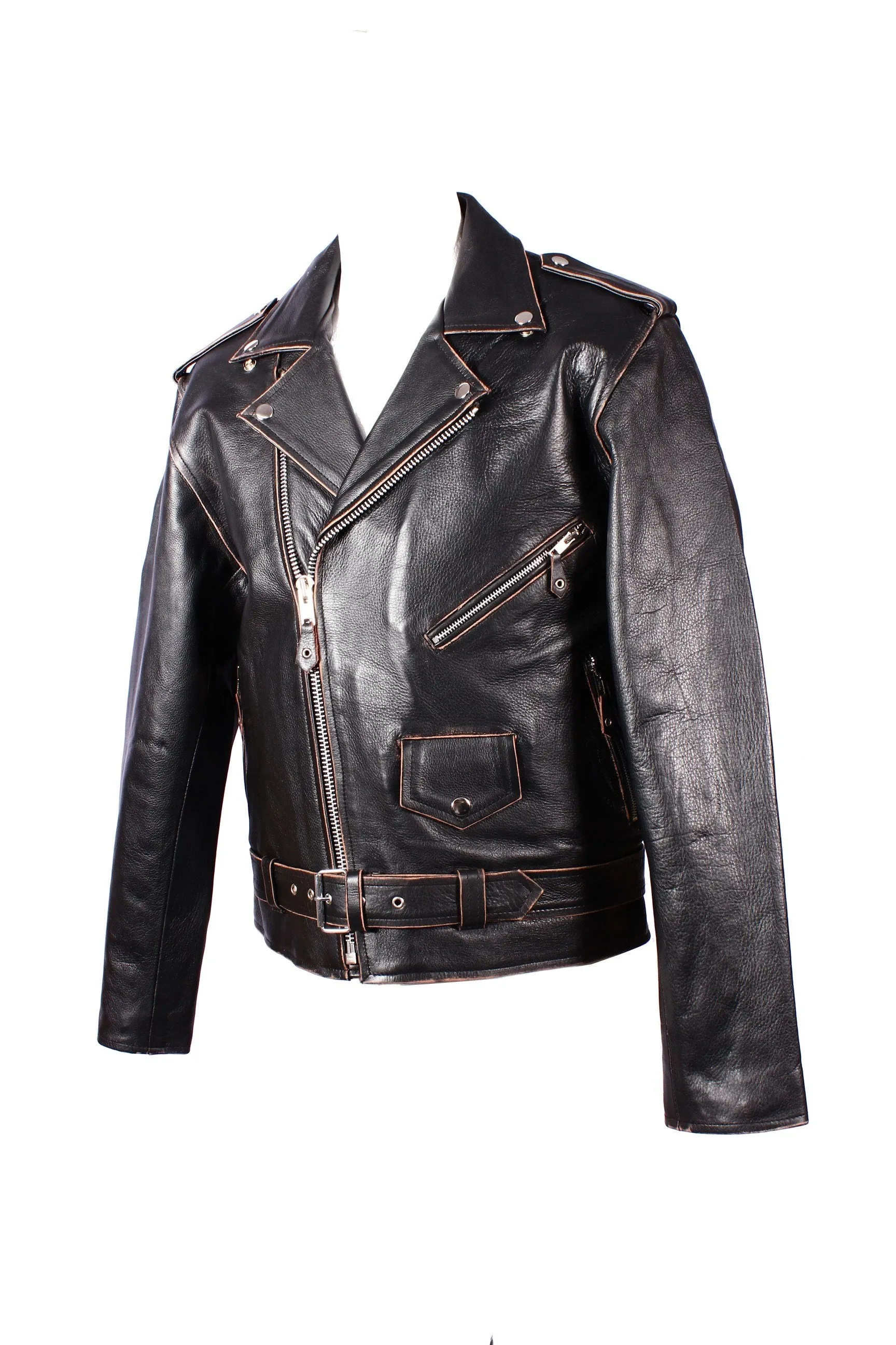Classic Brando Antique Cowhide Leather Jacket 113A
