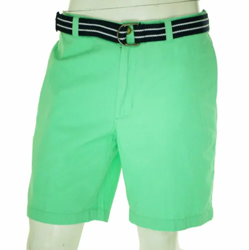 Club Room Men's Belted Flat Front Chino Shorts Neptune Green