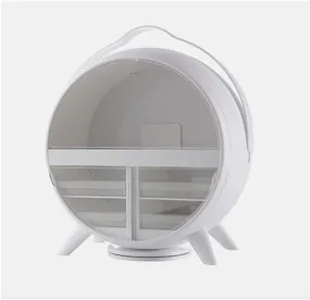Cosmetic Organizer Multi-Layer Storage Waterproof Skin Care Cosmetics Jewelry Storage Box Storage Bag 360 Degree Rotating Rack Cosmetic Storage Case(White)