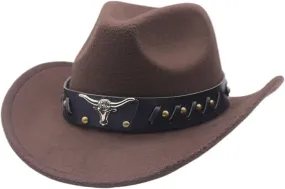 Cowboy Hats for Women Men Adult Western Vintage Sun Hats Rolled Wide Brim Dress Hats Rhinestone Retro Bucket Hats