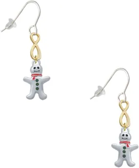 Delight Jewelry Silvertone Gingerbread Man with Red Scarf Gold-tone Infinity French Earrings