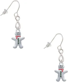 Delight Jewelry Silvertone Gingerbread Man with Red Scarf Silver-tone Infinity French Earrings