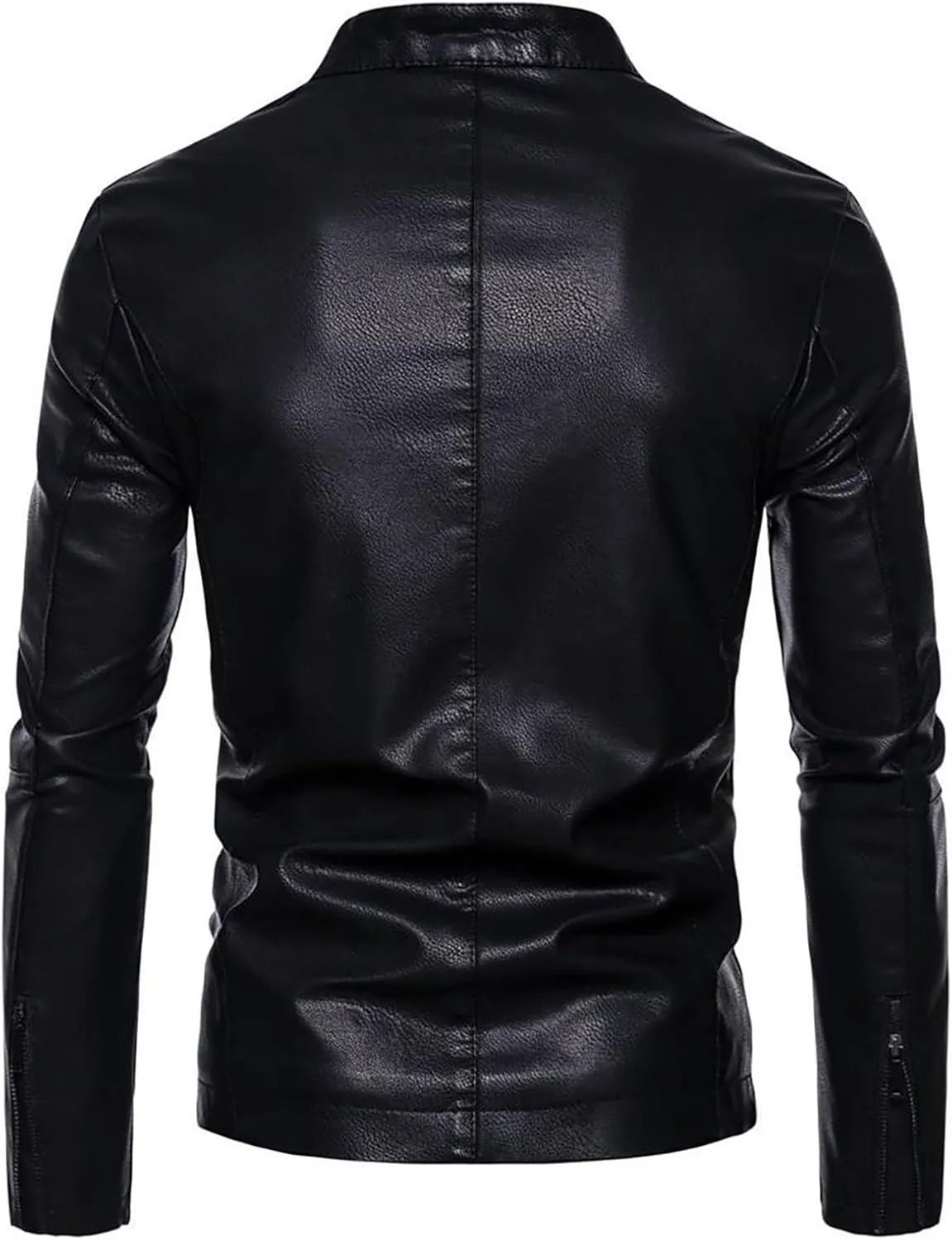 Dgoopd Leather Jacket for Men Slim Fit Motorcycle Jacket Stand Collar Moto Jacket Zip up Biker Jacket Casual Leather Coats