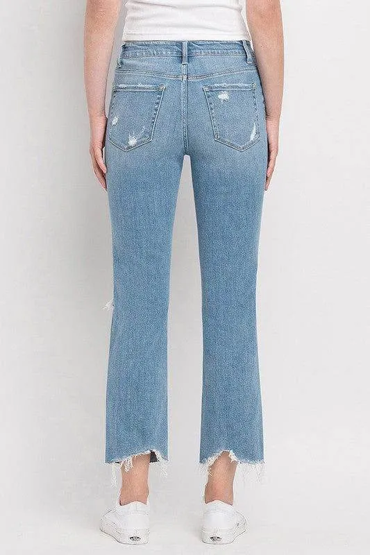 Flying Monkey High Rise Distressed Cropped Straight Jeans