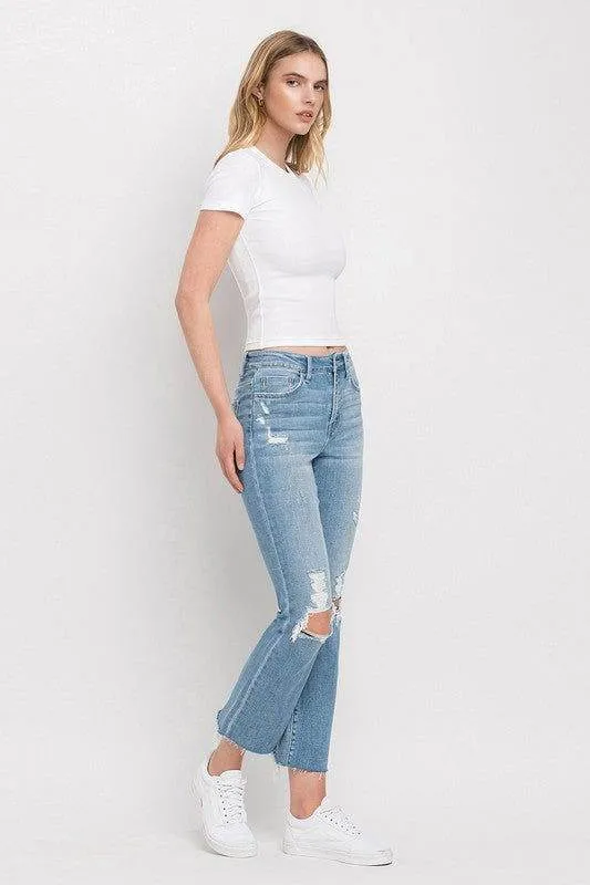 Flying Monkey High Rise Distressed Cropped Straight Jeans