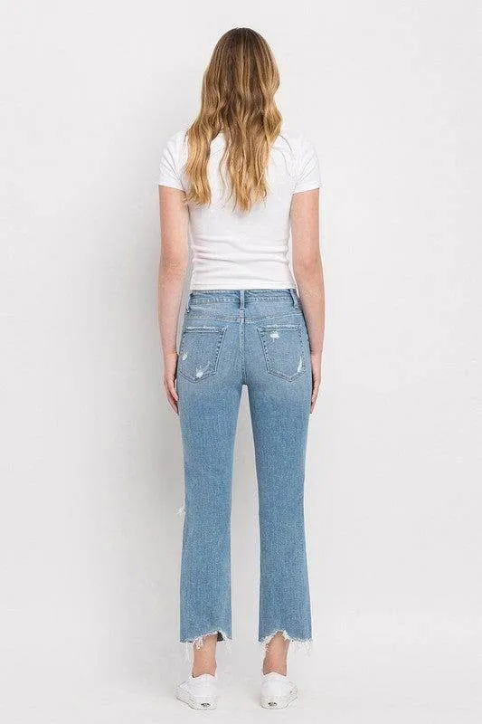 Flying Monkey High Rise Distressed Cropped Straight Jeans