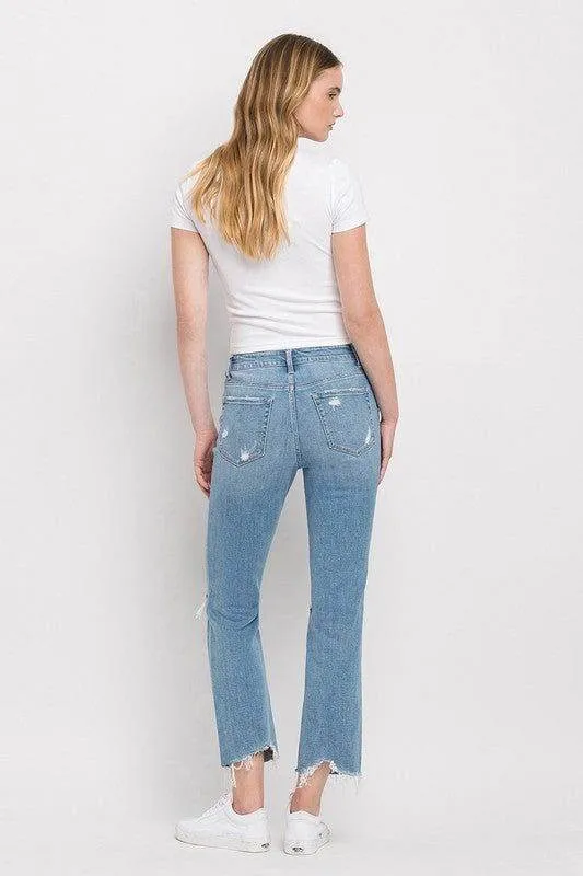 Flying Monkey High Rise Distressed Cropped Straight Jeans