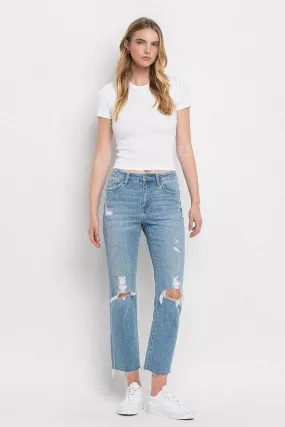 Flying Monkey High Rise Distressed Cropped Straight Jeans