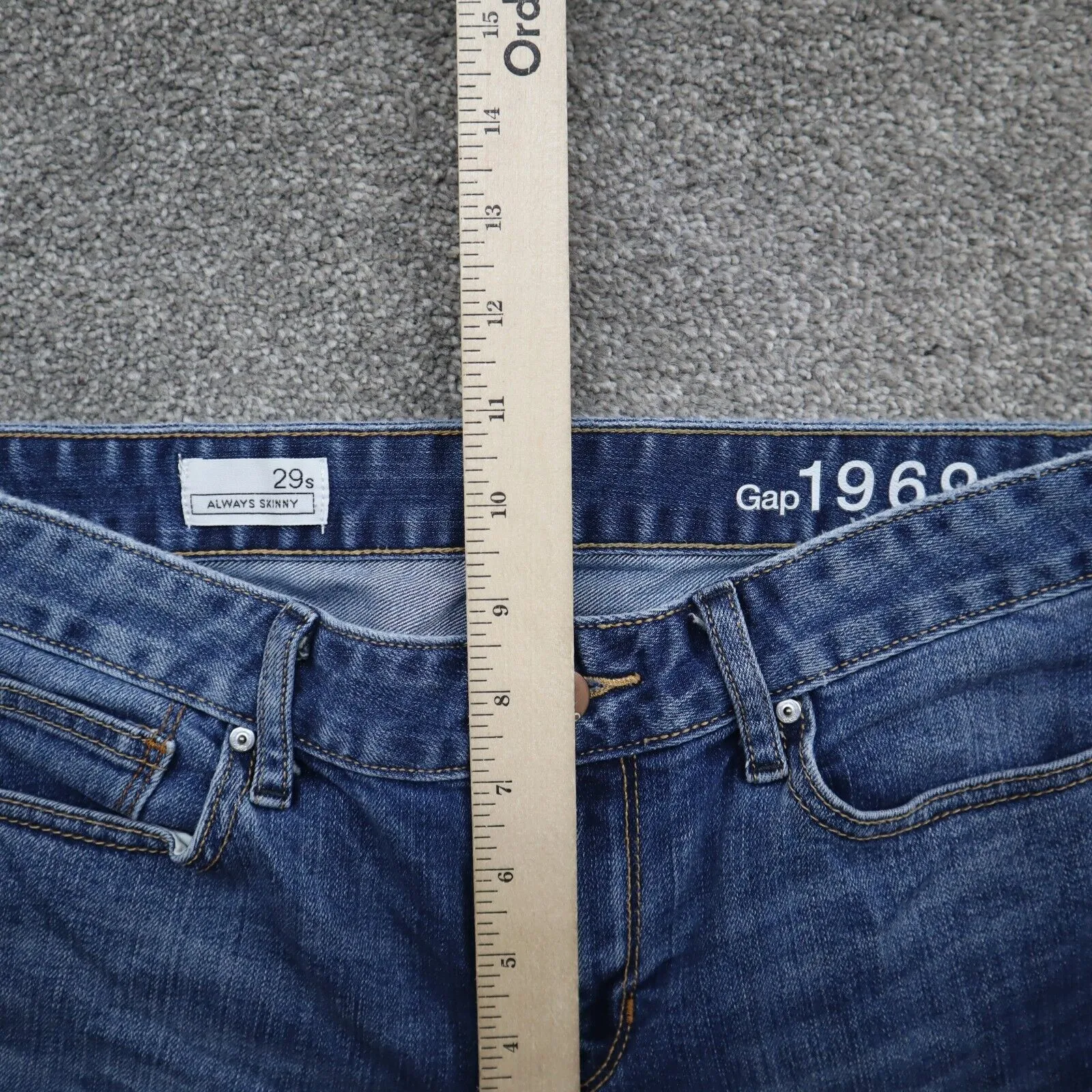 Gap 1969 Womens Always Skinny Jeans Mid Rise Flat Front Pockets Blue Size 29S