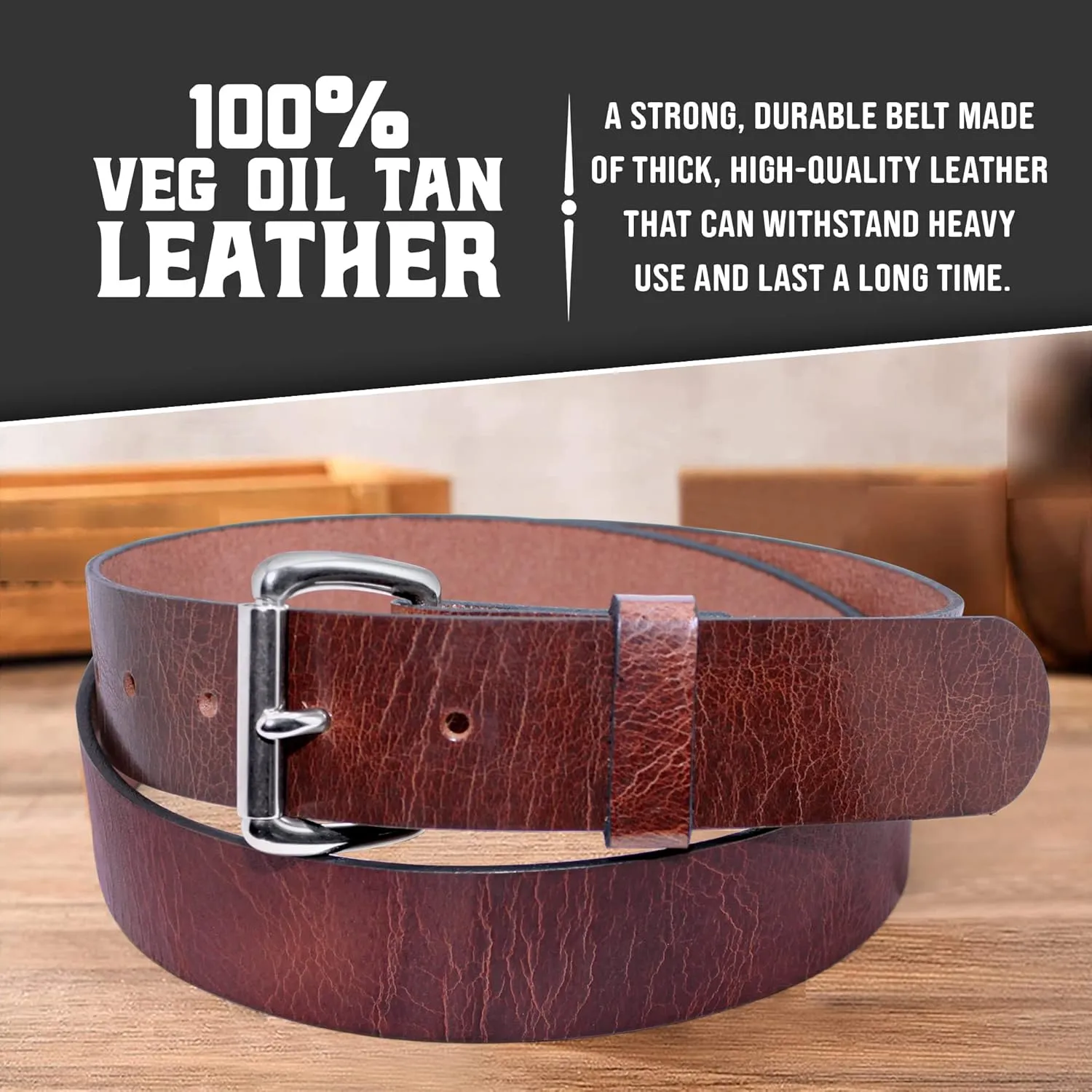 Genuine Veg Oil Tan Full Grain Leather-Mens Belts Leather Handmade By Amish-Heavy Duty Mens Belt 1.5 Wide 9/14 Oz-Made In USA