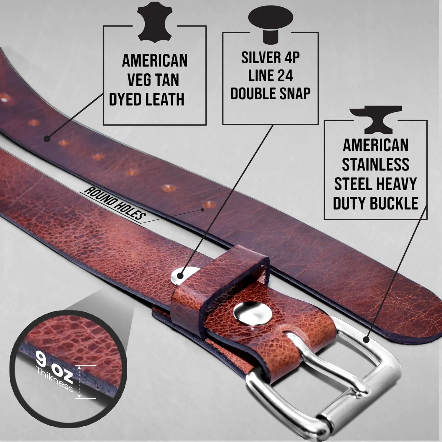 Genuine Veg Oil Tan Full Grain Leather-Mens Belts Leather Handmade By Amish-Heavy Duty Mens Belt 1.5 Wide 9/14 Oz-Made In USA