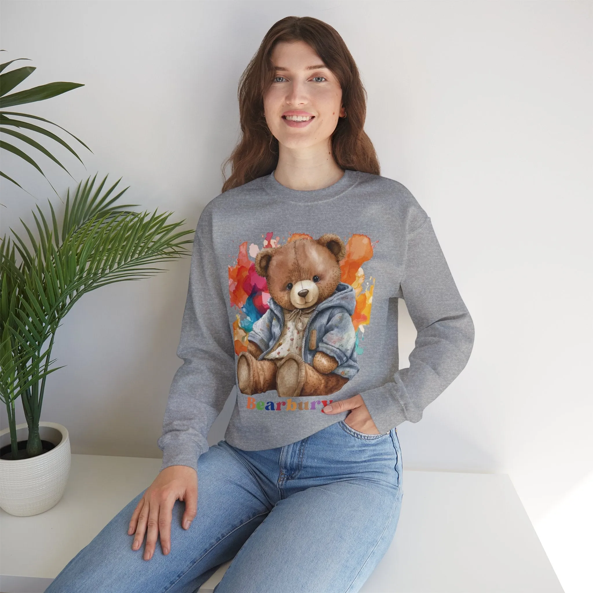 Heavy Blend Crewneck Bearbury Sweatshirt Streetwear Fashion for Men and Women