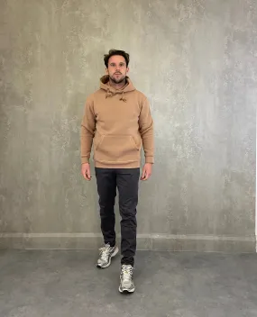 Heavy Plain Pocket Logo Hoodie - Biscuit