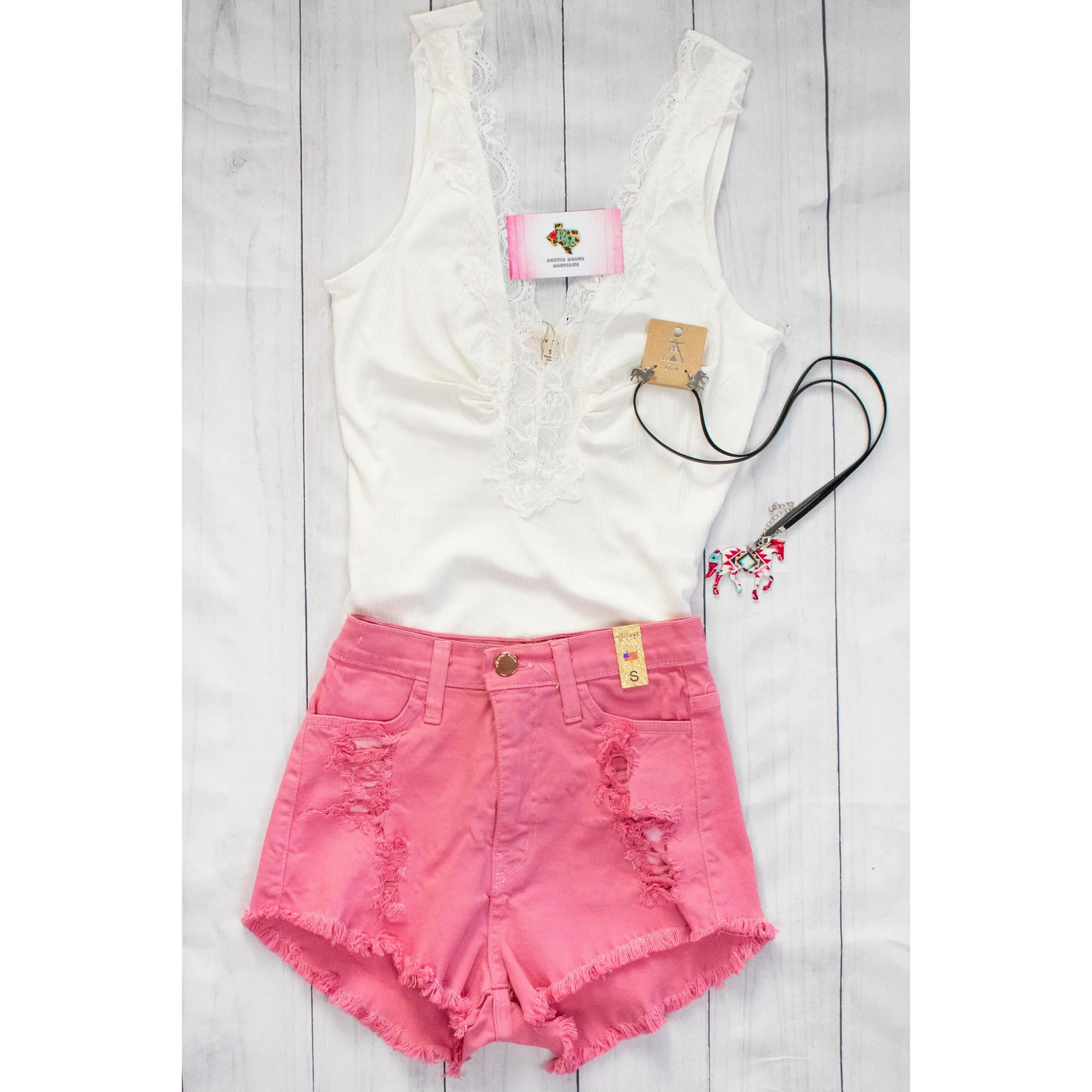 High Rise Distressed Shorts