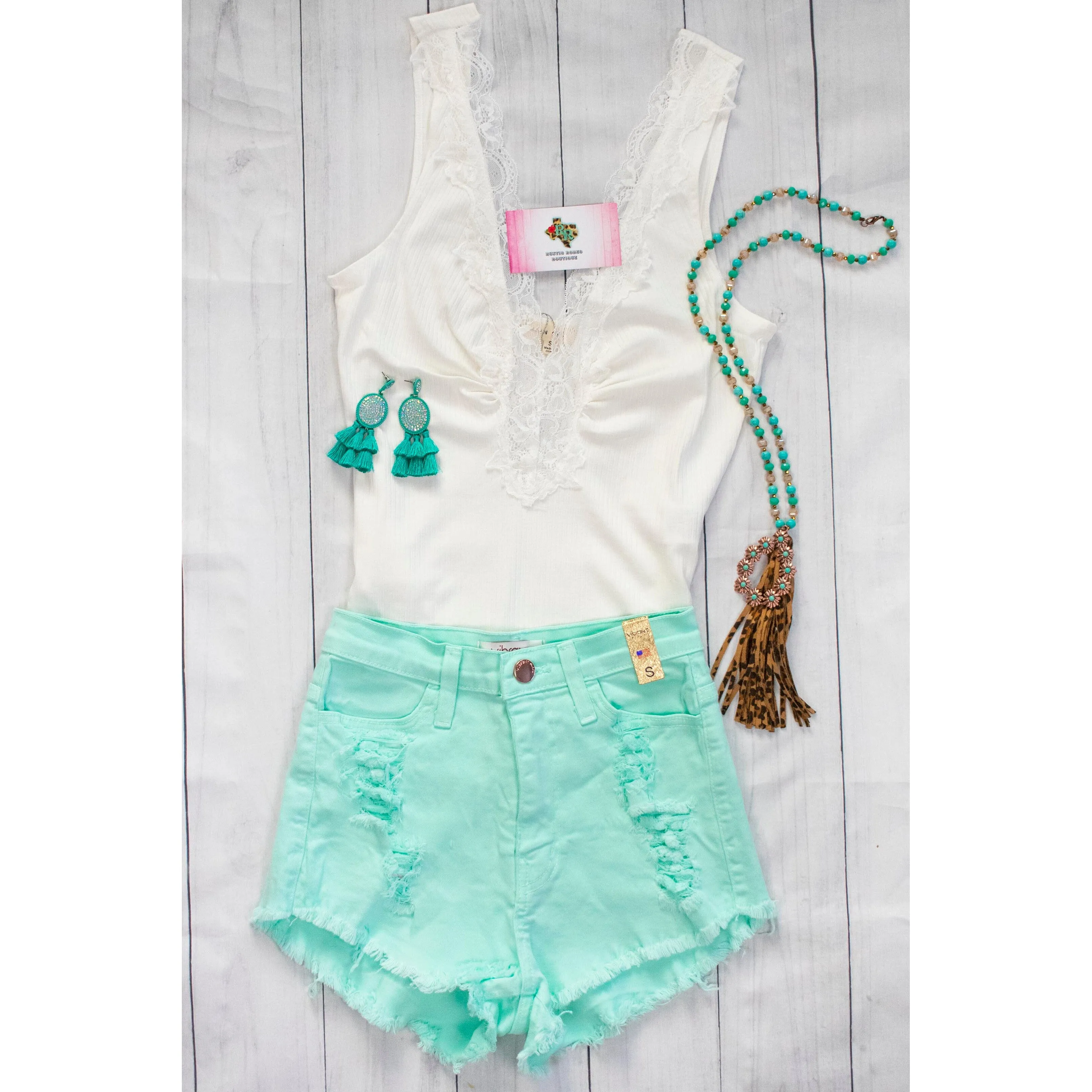 High Rise Distressed Shorts