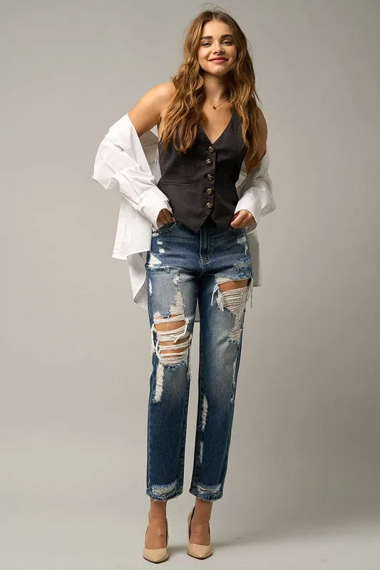 High Waist Straight Jeans