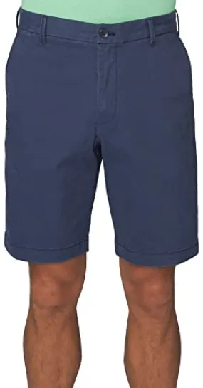 IZOD Men's 9.5 Saltwater Flat Front Stretch Chino Shorts, Solid Cadet Navy, 32