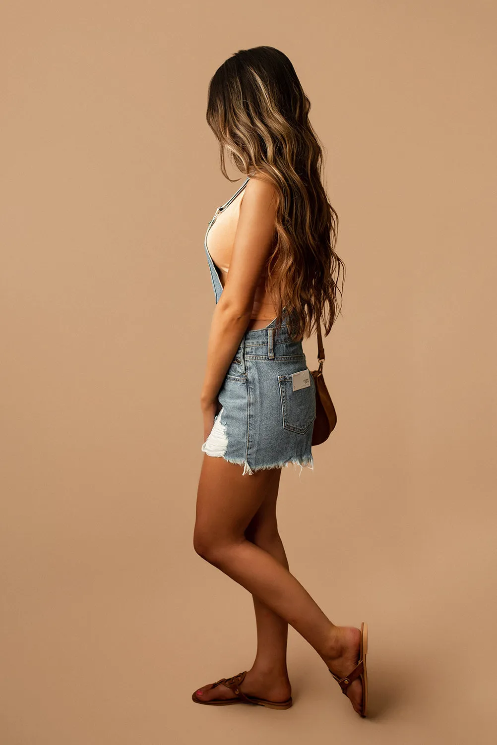 Janessa Distressed Denim Short Overalls | FINAL SALE
